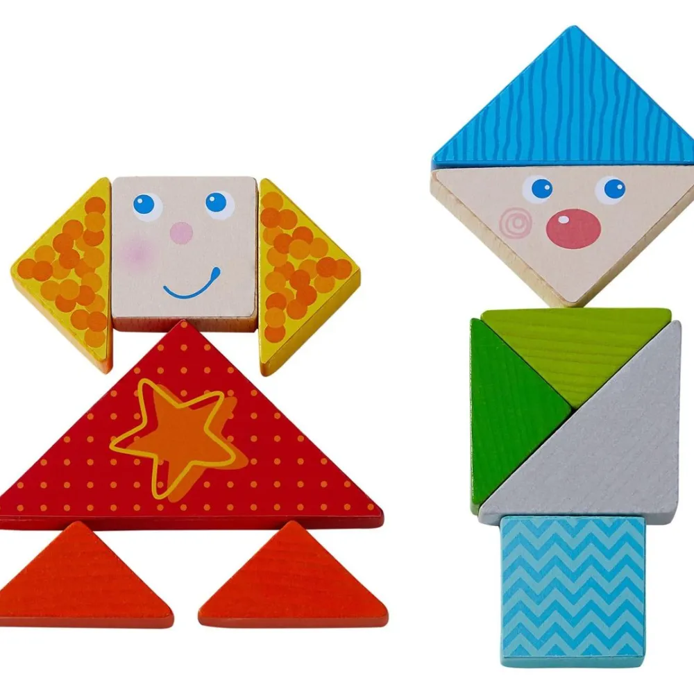 HABA Arranging Game Funny Faces Tangram Wooden Tiles< Wooden Building Blocks