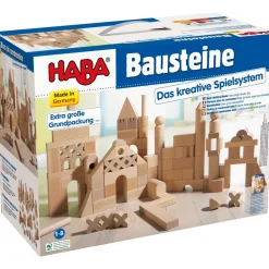 HABA Basic Building Blocks 102 Piece Extra Large Wooden Starter Set< Shape Sorters + Stacking Toys