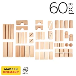 HABA Basic Building Blocks 60 Piece Large Starter Set< Wooden Stacking Toys & Arranging Games