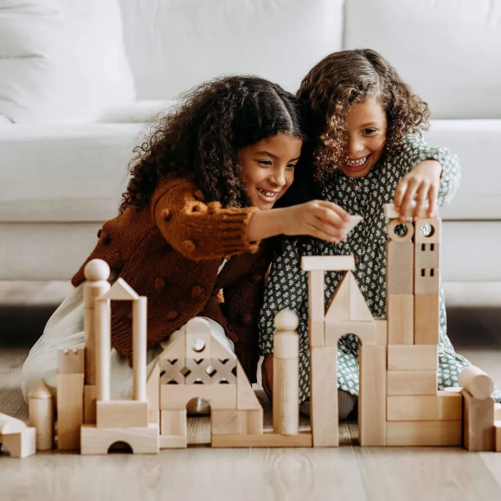 HABA Basic Building Blocks 102 Piece Extra Large Wooden Starter Set< Wooden Stacking Toys & Arranging Games