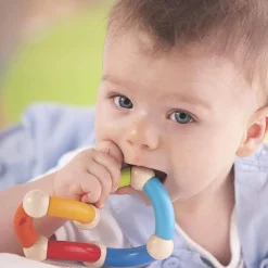 HABA Color Snake Wooden Rattle & Fidget Toy< Grasping + Teething Toys