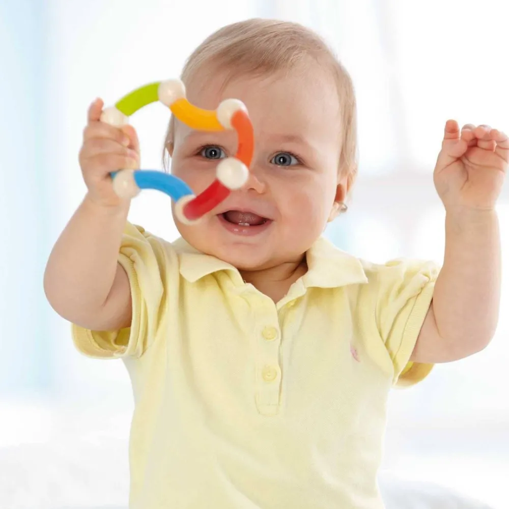 HABA Color Snake Wooden Rattle & Fidget Toy< Grasping + Teething Toys