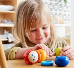 HABA Colorful Caterpillar Wooden Threading Toy< Lacing Toys + Motor Skills