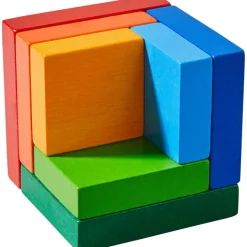 HABA 3D Rainbow Cube Arranging Game< Wooden Building Blocks