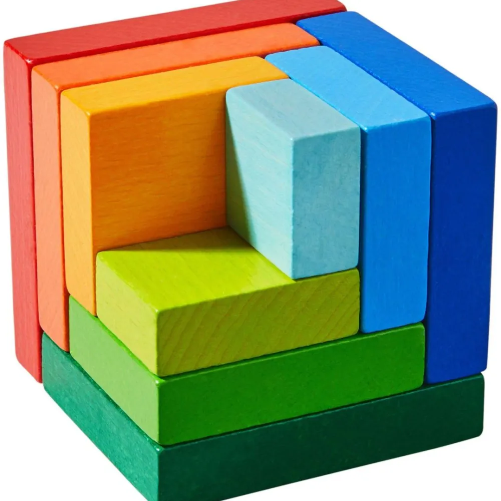 HABA 3D Rainbow Cube Arranging Game< Wooden Building Blocks