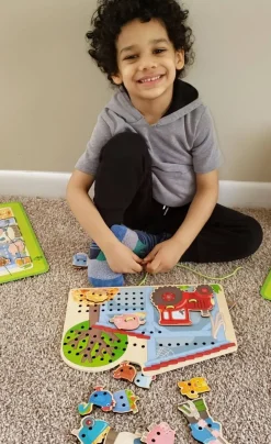HABA Farm Threading & Lacing Game< Lacing Toys + Motor Skills
