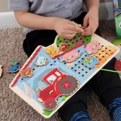 HABA Farm Threading & Lacing Game< Lacing Toys + Motor Skills