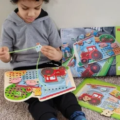 HABA Farm Threading & Lacing Game< Lacing Toys + Motor Skills