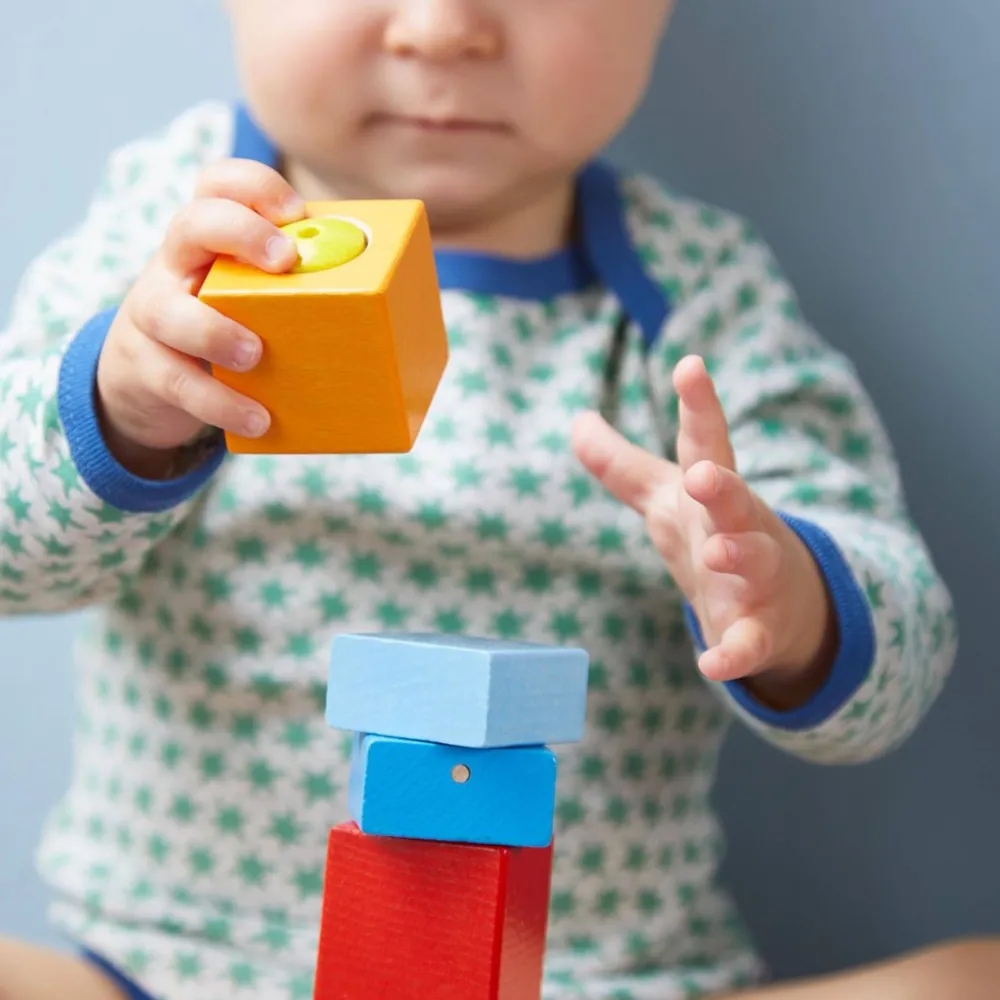 HABA Fun With Sounds Wooden Discovery Blocks< Wooden Building Blocks