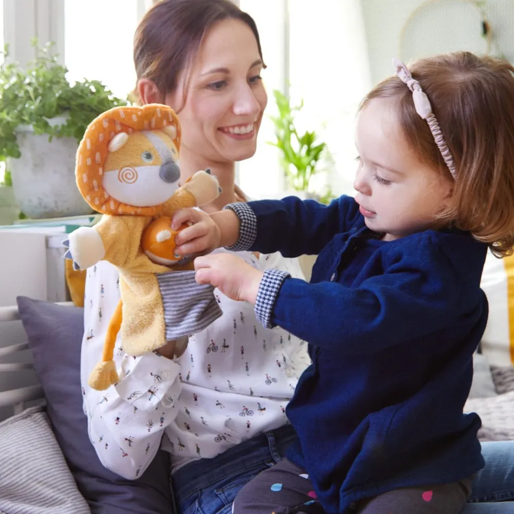 HABA Glove Puppet Lion With Baby Cub Finger Puppet< Puppets