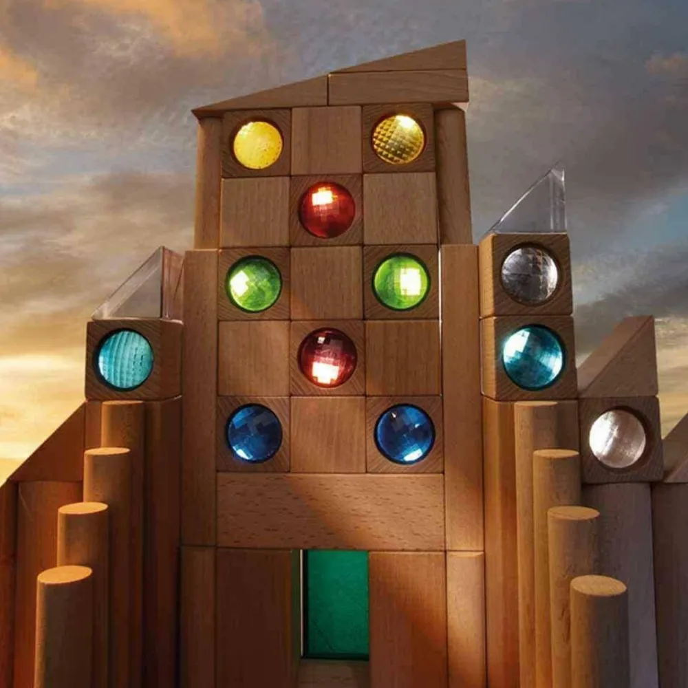 HABA Kaleidoscopic Colored Prisms Building Blocks< Wooden Building Blocks