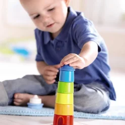 HABA Lighthouse Wooden Rainbow Stacker< Wooden Stacking Toys & Arranging Games