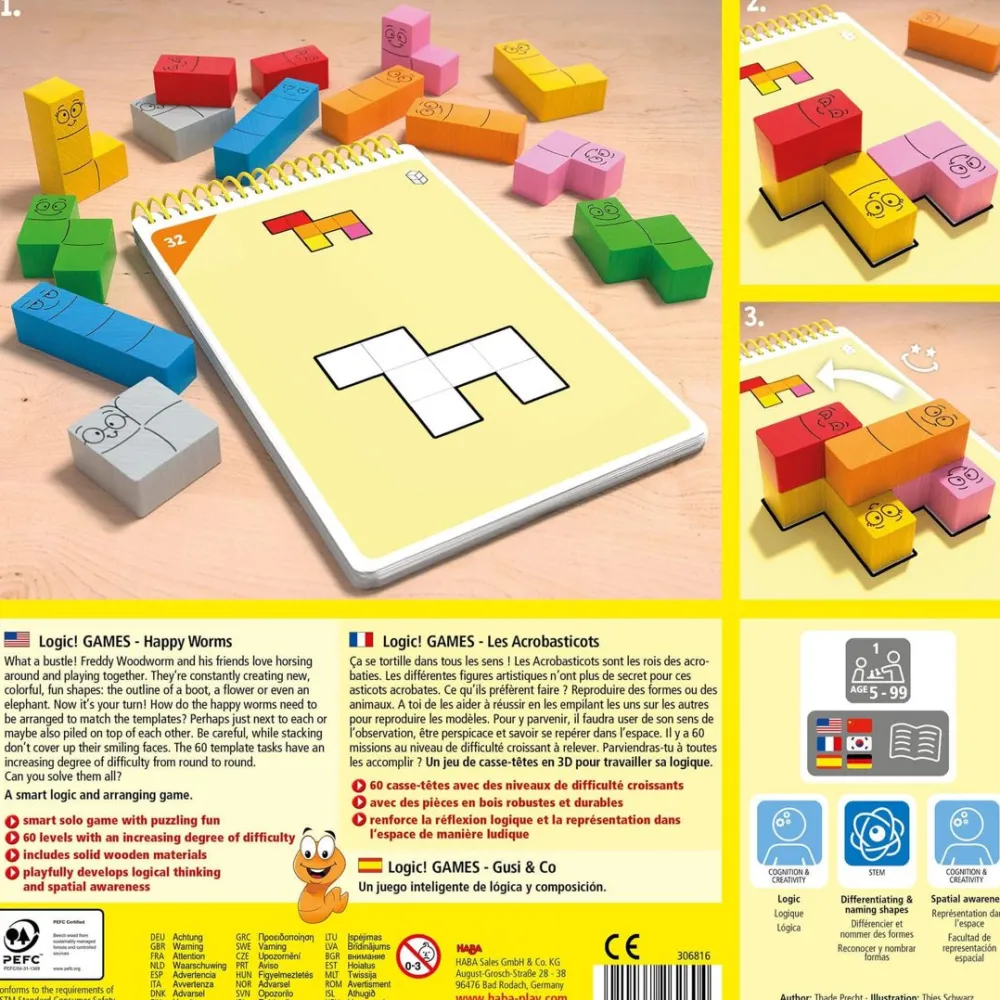 HABA Logic! Games: Happy Worms< Dexterity Games