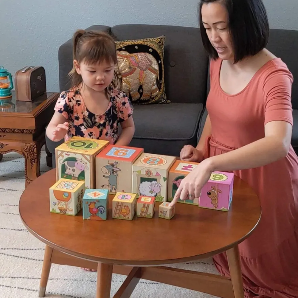 HABA On The Farm Cardboard Stacking & Nesting Cubes< Shape Sorters + Stacking Toys