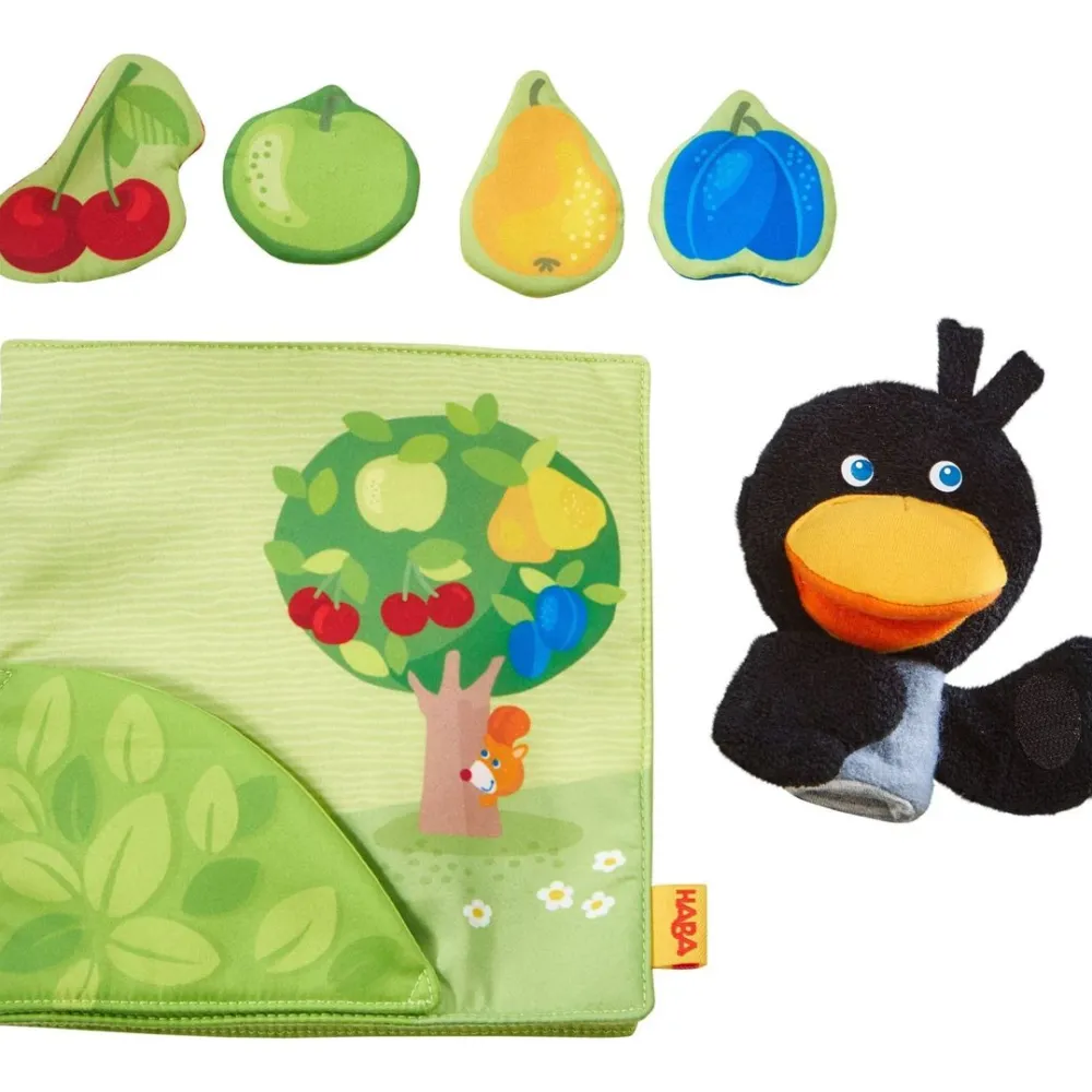 HABA Orchard Soft Book With Raven Finger Puppet< Plush Baby Toys
