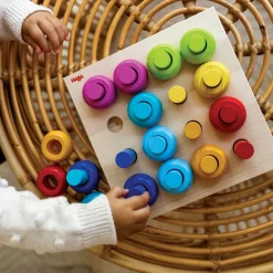 HABA Rainbow Whirls Wooden Sorting And Stacking Game< Arranging Games