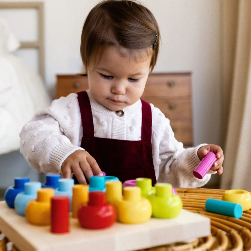 HABA Rainbow Whirls Wooden Sorting And Stacking Game< Arranging Games
