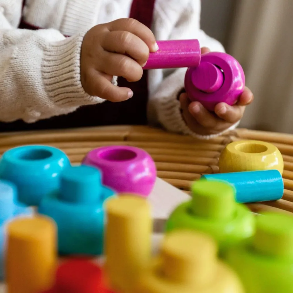 HABA Rainbow Whirls Wooden Sorting And Stacking Game< Arranging Games
