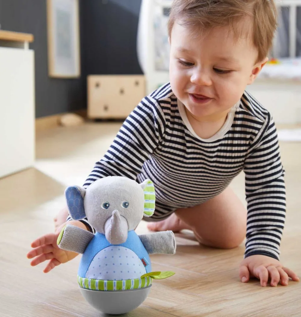 HABA Roly Poly Elephant Wobbling Soft Baby Toy< Plush Baby Toys