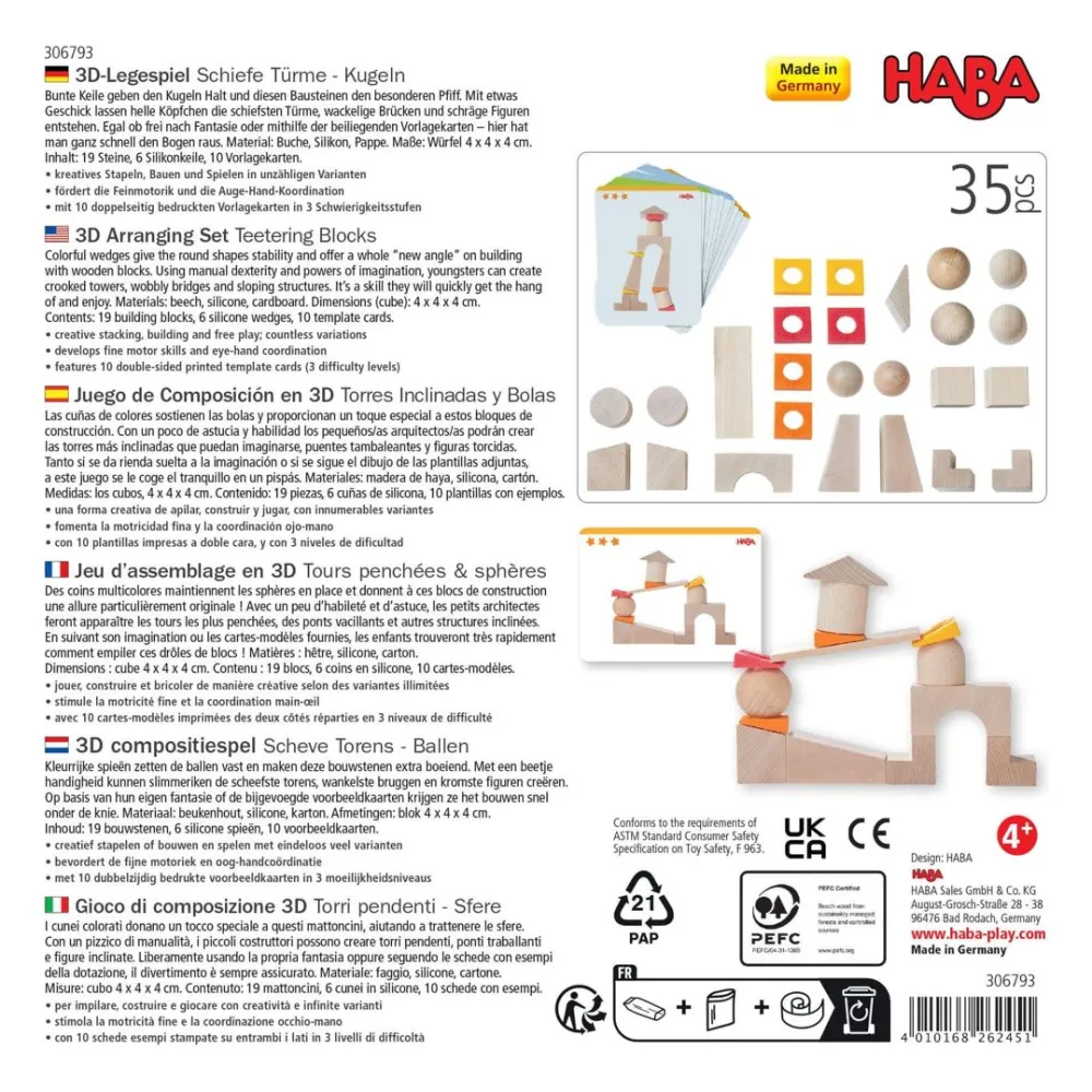 HABA Teetering Towers Wooden Blocks< Shape Sorters + Stacking Toys