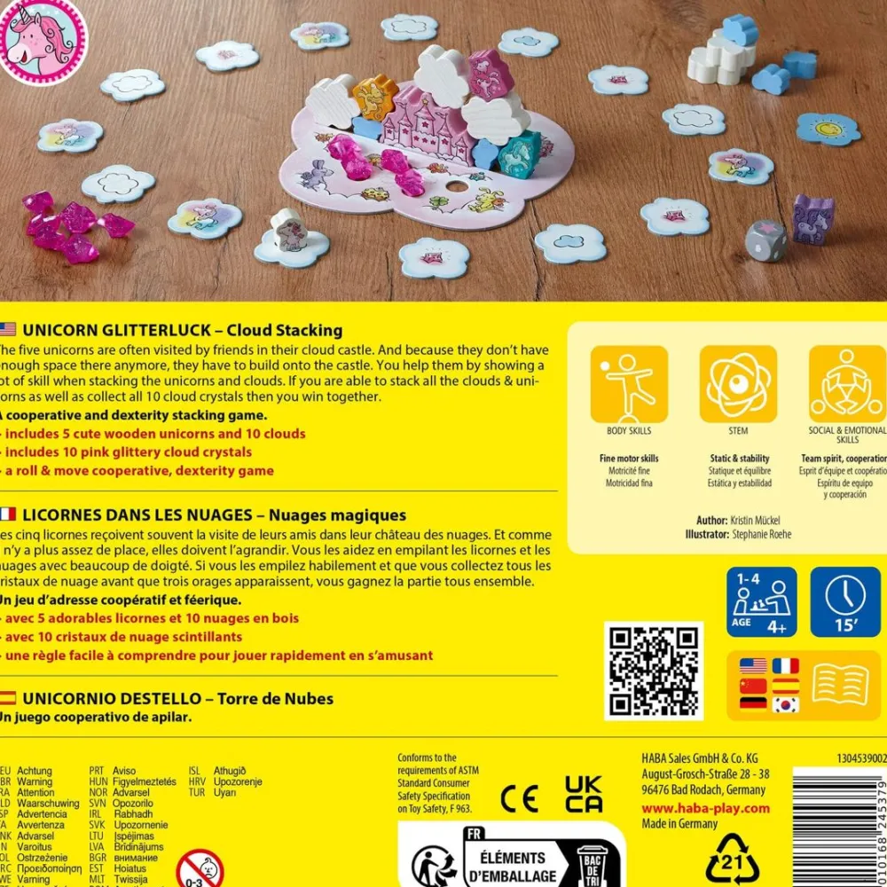 HABA Unicorn Glitterluck - Cloud Stacking Game< Dexterity Games