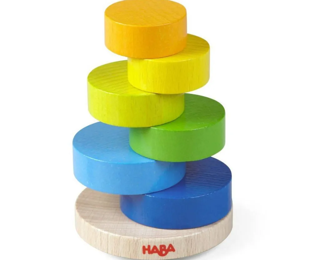 HABA Wobbly Tower Wooden Stacking Game< Shape Sorters + Stacking Toys