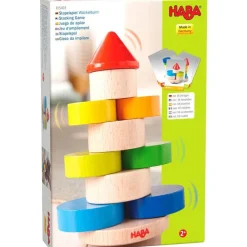 HABA Wobbly Tower Wooden Stacking Game< Shape Sorters + Stacking Toys